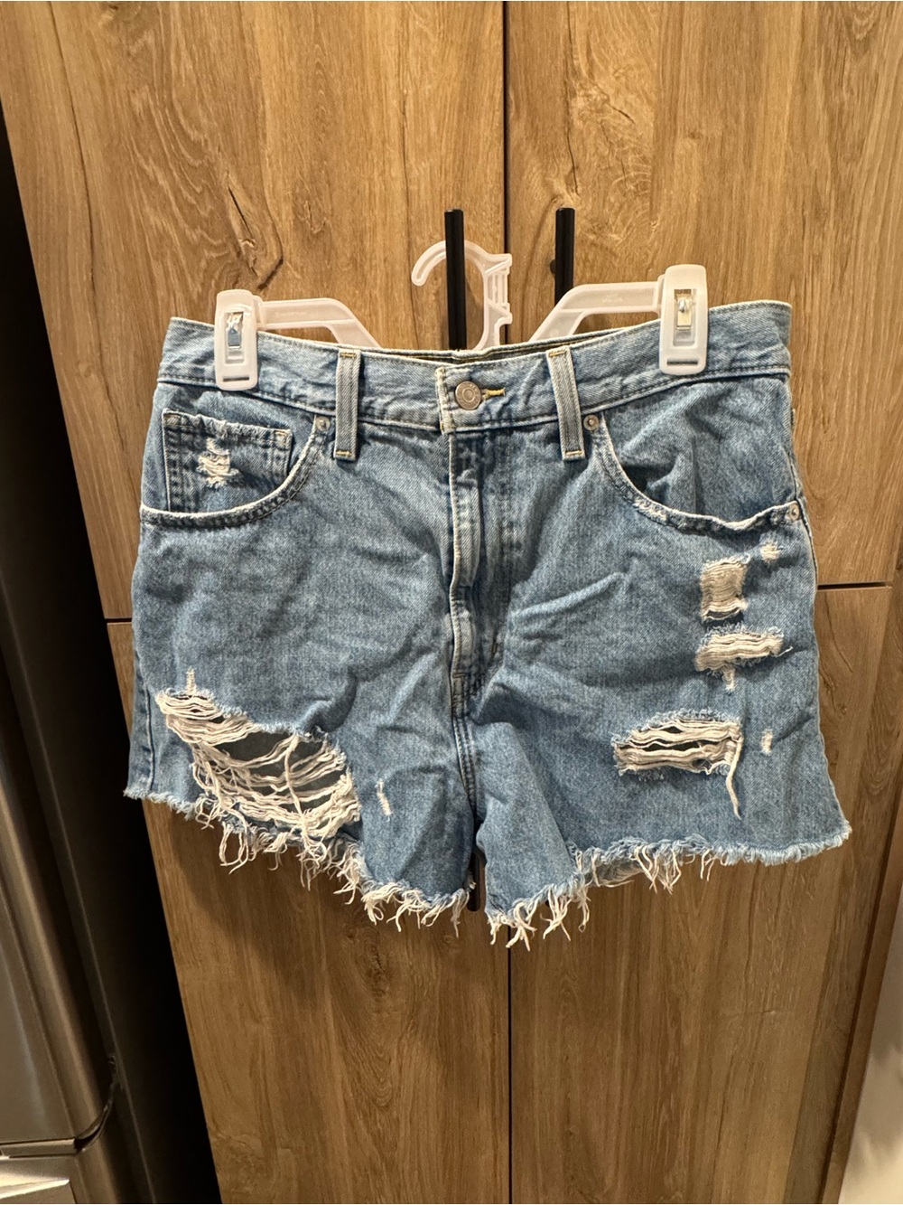 Levi's Light Blue Distressed Denim Cutoff Shorts